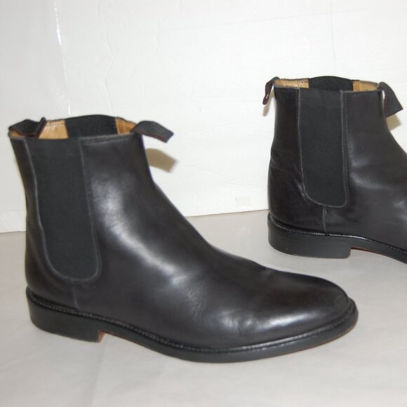 US 10.5 🔥 Polo Ralph Lauren Men's Black Leather Riding Biker Ankle Boots $1200